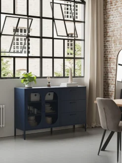 Dressoir Diora 2d3L 140cm Blauw - Giga Meubel