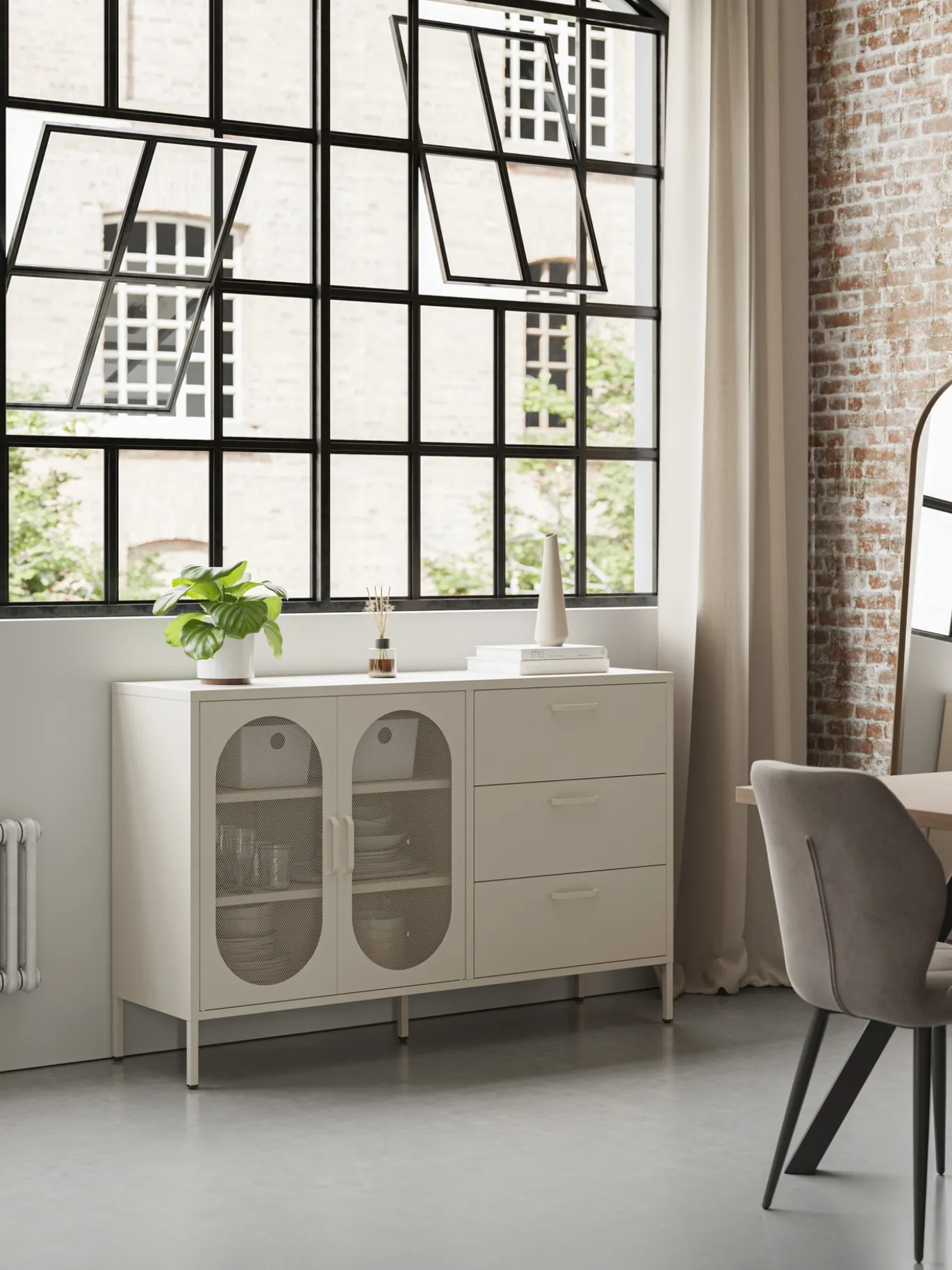 Dressoir Diora 2d3L 140cm Crème - Giga Meubel