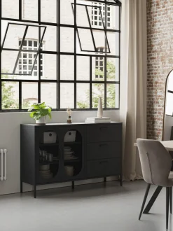 Dressoir Diora 2d3L 140cm Zwart - Giga Meubel