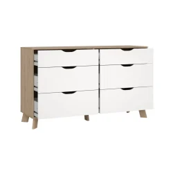 Dressoir Dubbel Ikast 4+ 2 lades Hickory/Wit - Giga Living
