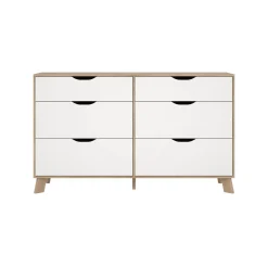 Dressoir Dubbel Ikast 4+ 2 lades Hickory/Wit - Giga Living