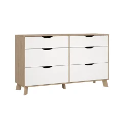 Dressoir Dubbel Ikast 4+ 2 lades Hickory/Wit - Giga Living