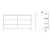 Dressoir Dubbel Next 6 lades Hickory/Wit Hoogglans - Giga Living