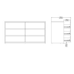 Dressoir Dubbel Next 6 lades Hickory/Wit Hoogglans - Giga Living