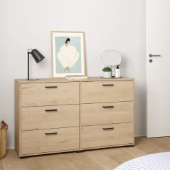 Dressoir Dubbel Sofia 6 lades Hickory - Giga Living