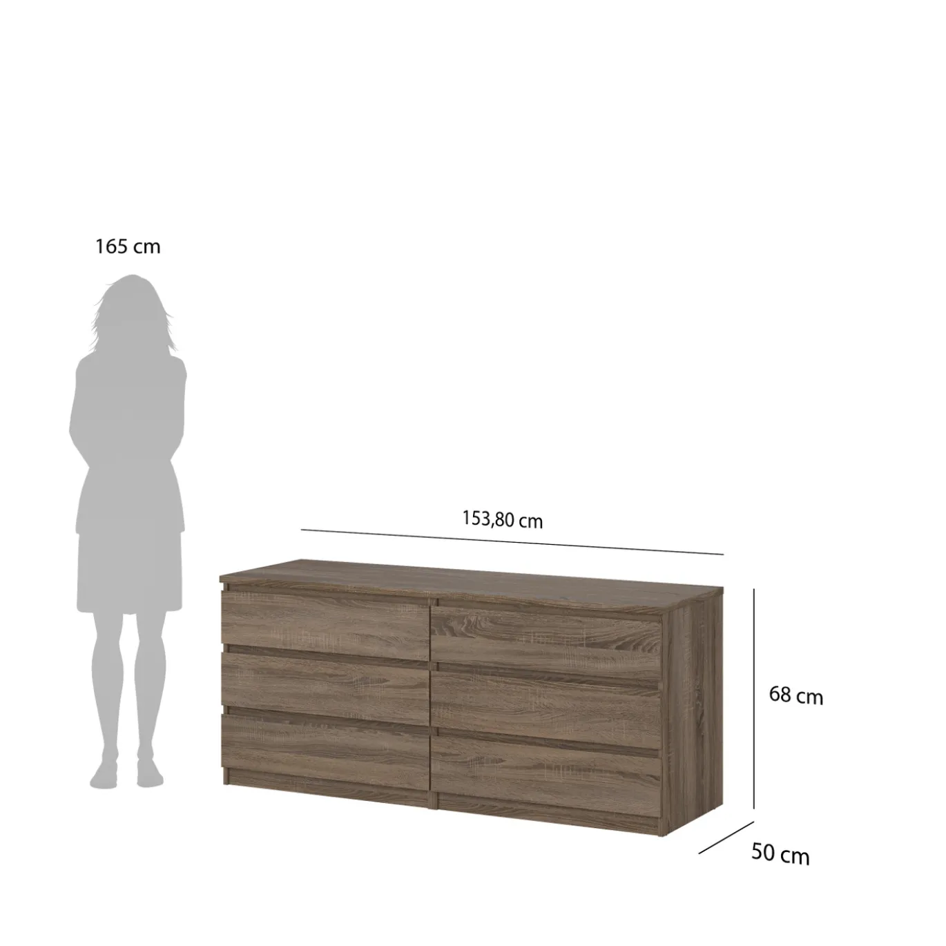 Dressoir Dubbel Ylva 6 lades Truffle - Giga Living