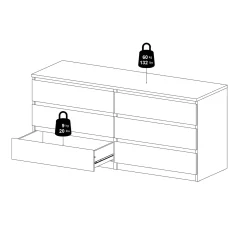 Dressoir Dubbel Ylva 6 lades Wit - Giga Living
