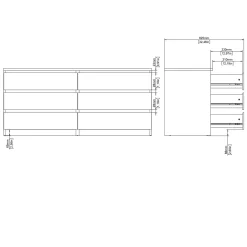 Dressoir Dubbel Ylva 6 lades Wit - Giga Living