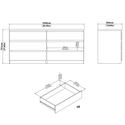 Dressoir Dubbel Ylva 6 lades Wit - Giga Living