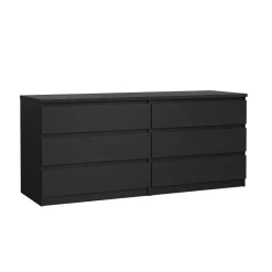 Dressoir Dubbel Ylva 6 lades Zwart woodgrain - Giga Living