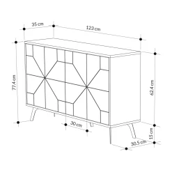 Dressoir Dune Antraciet 123cm