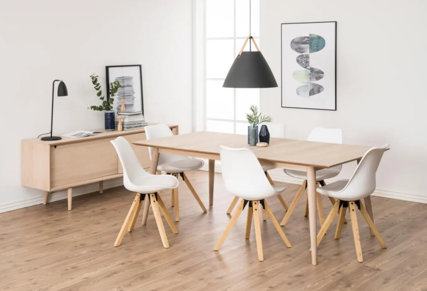 Dressoir Dysta Eikenfineer Wit 180cm - Giga Living