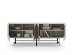 Dressoir Eldia 4d 200cm Crème met Metaal - Giga Meubel