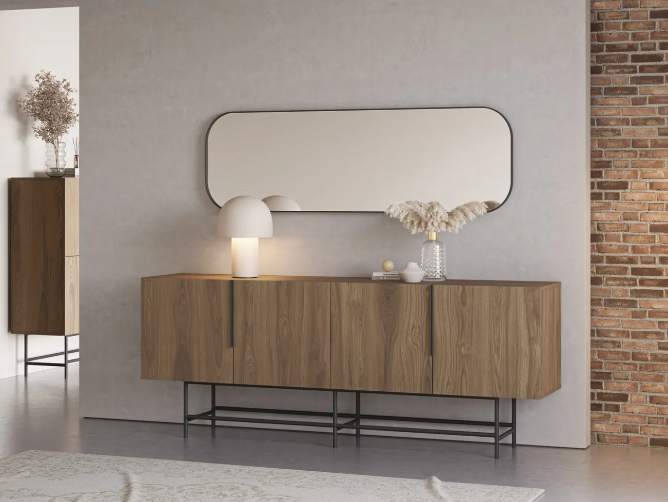 Dressoir Eldia 4d 200cm Eiken-ud met Metaal - Giga Meubel