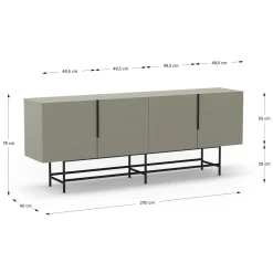 Dressoir Eldia 4d 200cm Groen met Metaal - Giga Meubel