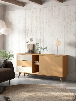 Dressoir Elfa 2d2v3L Eiken/grijs/wit - Giga Meubel