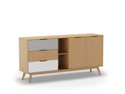 Dressoir Elfa 2d2v3L Eiken/grijs/wit - Giga Meubel
