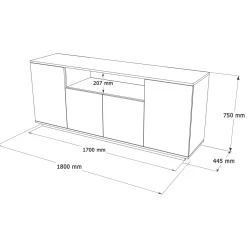 Dressoir Fethiye Wit/Naturel 180cm