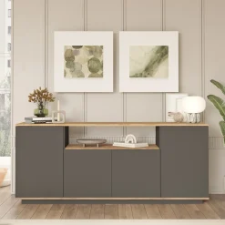 Dressoir Filizoren Antraciet/Naturel 180cm