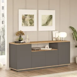 Dressoir Filizoren Antraciet/Naturel 180cm