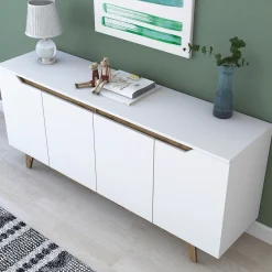 Dressoir Gedern Melamine Wit Walnoot