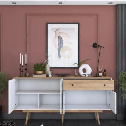 Dressoir Gerda Wit/Naturel 180cm