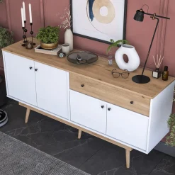 Dressoir Gerda Wit/Naturel 180cm