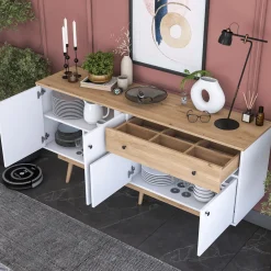 Dressoir Gerda Wit/Naturel 180cm