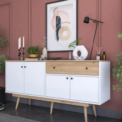 Dressoir Gerda Wit/Naturel 180cm
