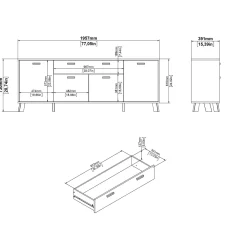 Dressoir Ikast Wit Jackson Hickory 196cm - Giga Living