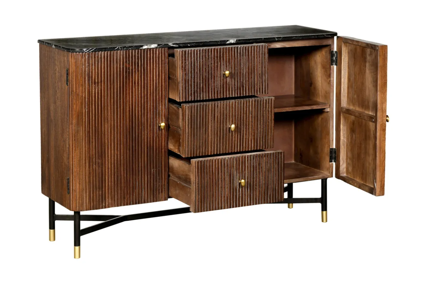 Dressoir Japandi Bruin met Marmer - Giga Meubel