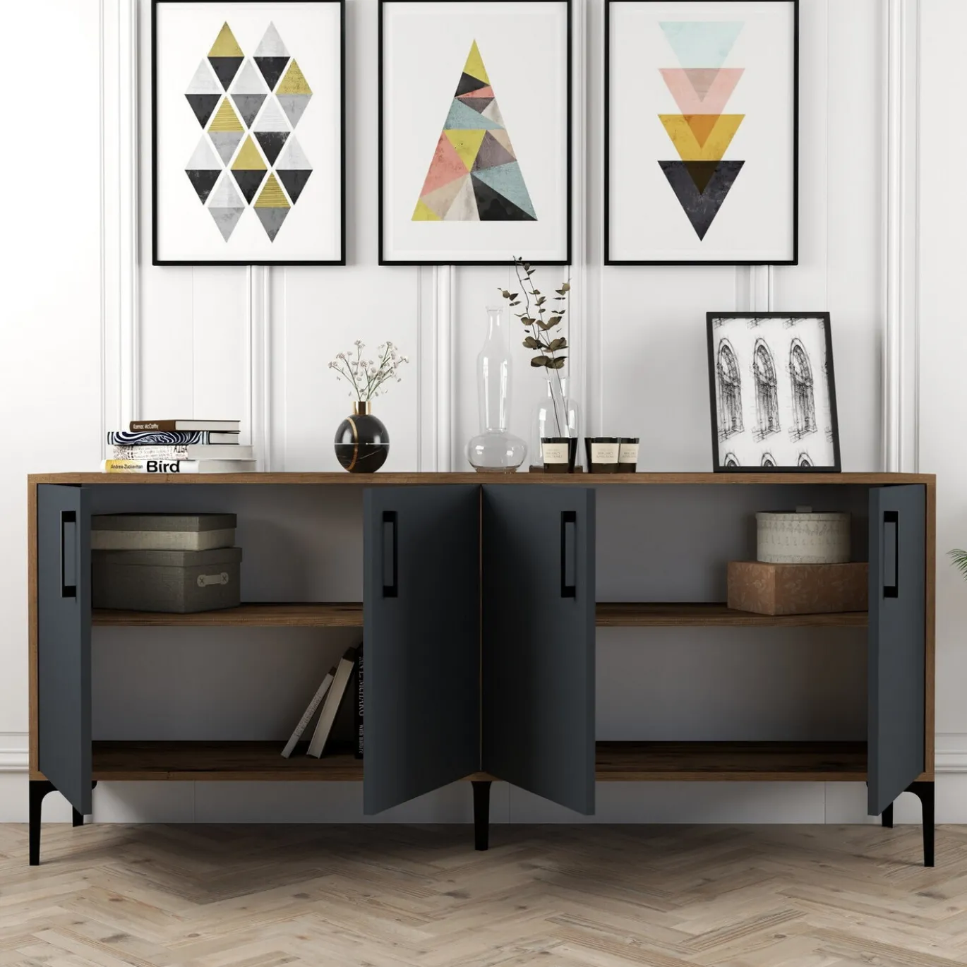 Dressoir Kiev Melamine Walnoot Antraciet