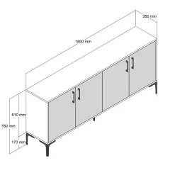 Dressoir Kiev Wit 180cm