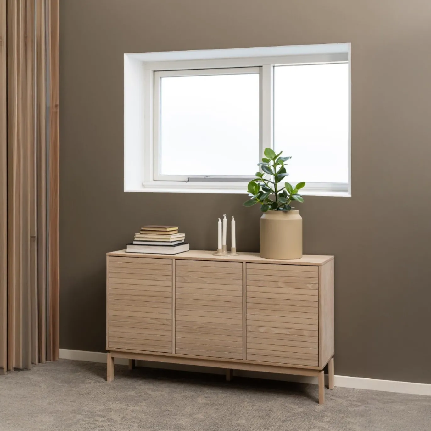 Dressoir Klevik Eikenfineer Wit 135cm - Giga Living