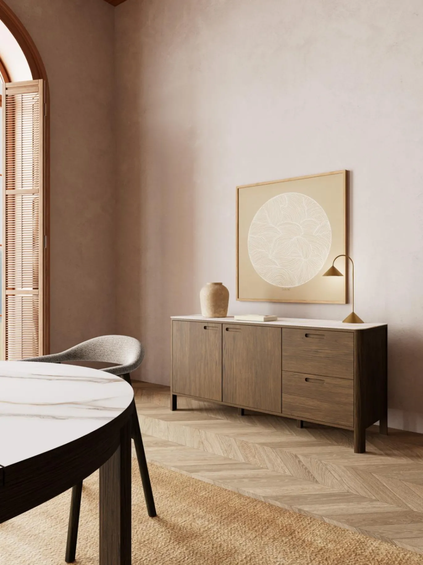 Dressoir Lawson Keramiek Crème 160cm - Giga Living