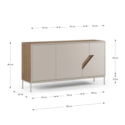 Dressoir Lilou 3d 150cm Naturel/crème - Giga Meubel