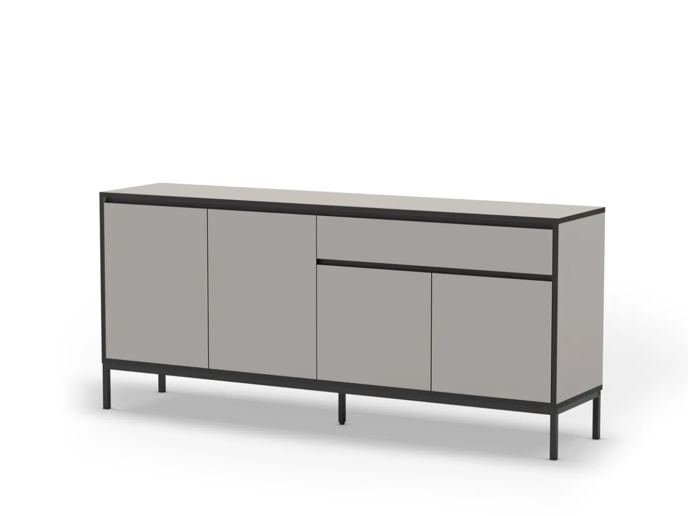 Dressoir Lorenza 4d1dr 180cm Crème/zwart met Metaal - Giga Meubel