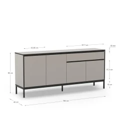 Dressoir Lorenza 4d1dr 180cm Crème/zwart met Metaal - Giga Meubel