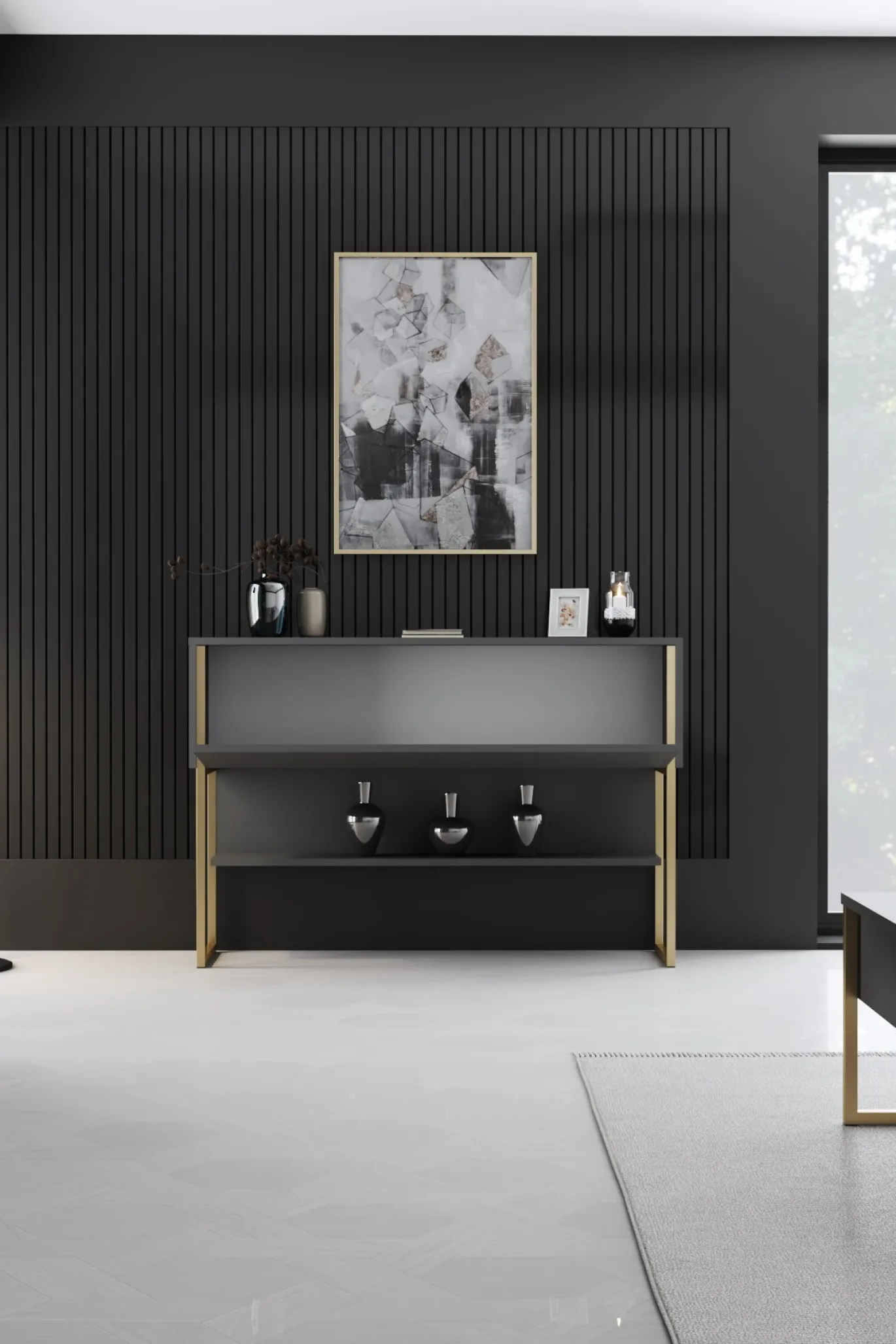 Dressoir Luxe Antraciet/Goud 120cm