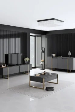 Dressoir Luxe Antraciet/Goud 160cm