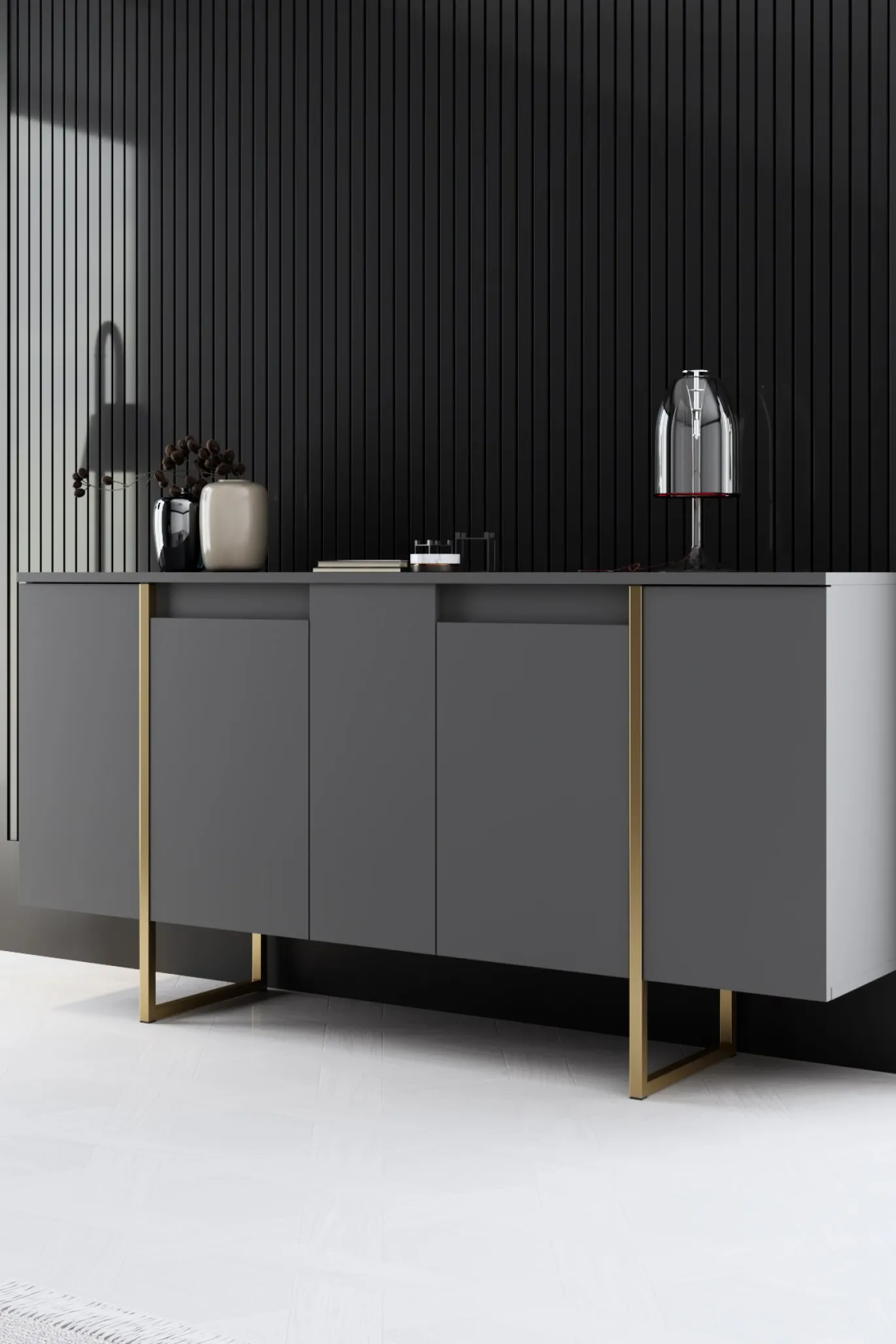 Dressoir Luxe Antraciet/Goud 160cm