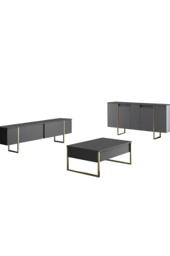 Dressoir Luxe Antraciet/Goud 160cm