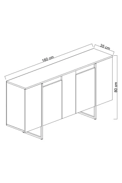 Dressoir Luxe Antraciet/Goud 160cm