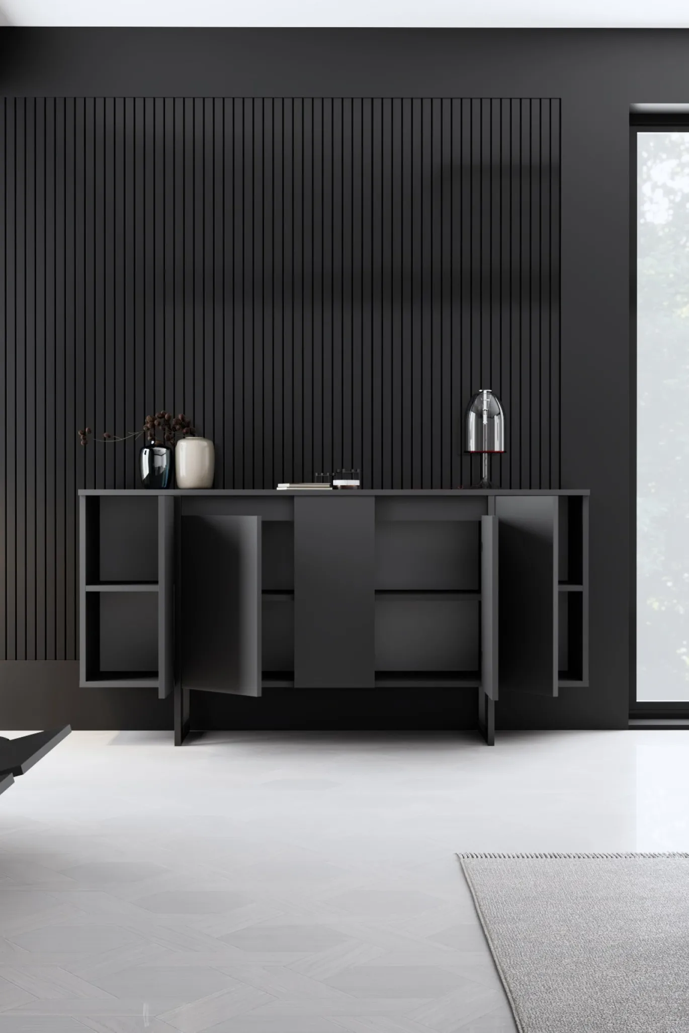 Dressoir Luxe Antraciet/Zwart 160cm