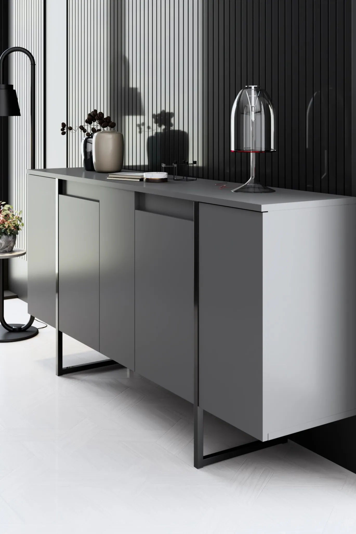 Dressoir Luxe Antraciet/Zwart 160cm