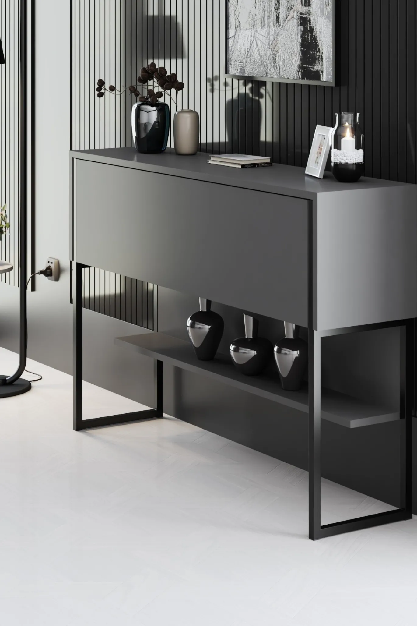 Dressoir Luxe Antraciet/Zwart 120cm