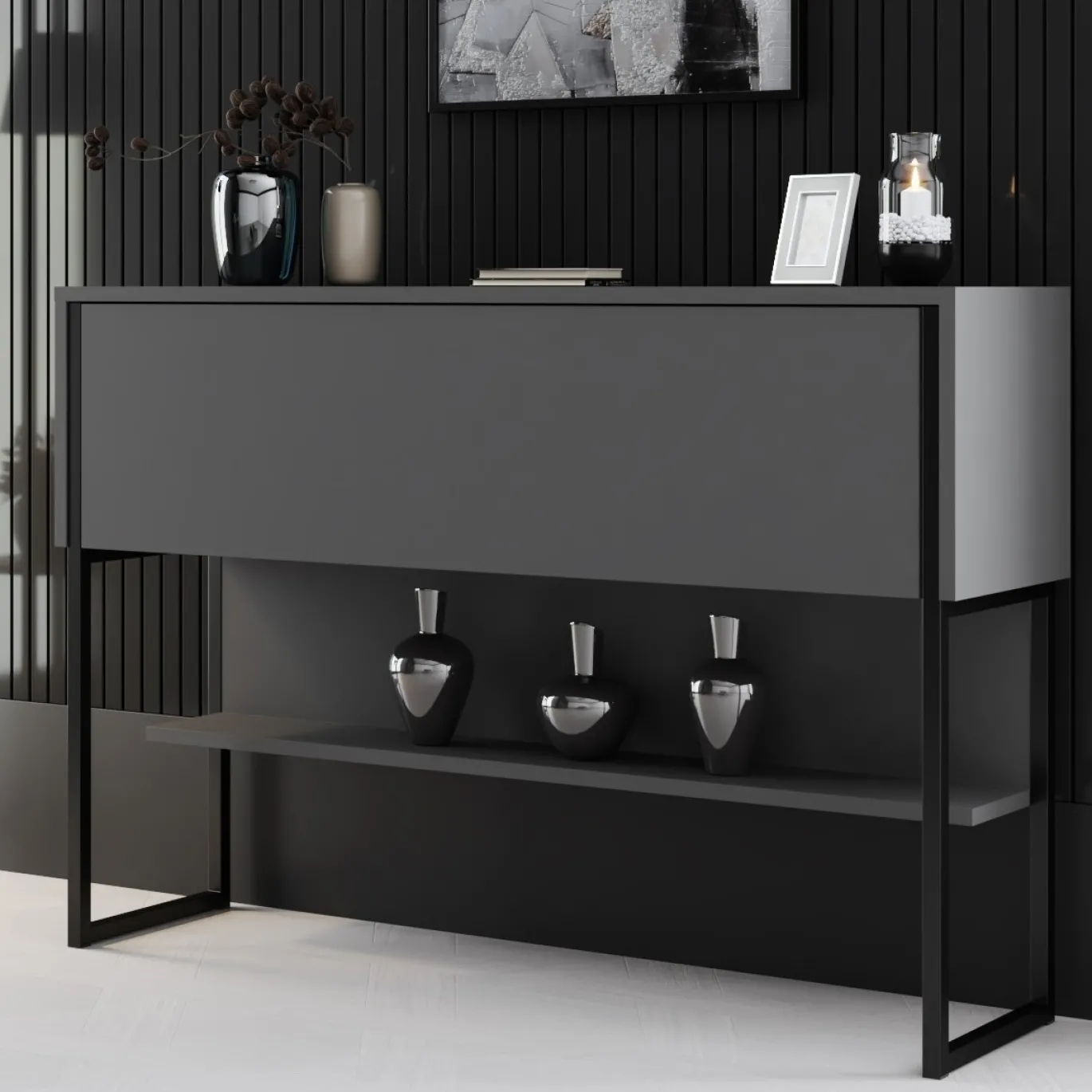Dressoir Luxe Antraciet/Zwart 120cm