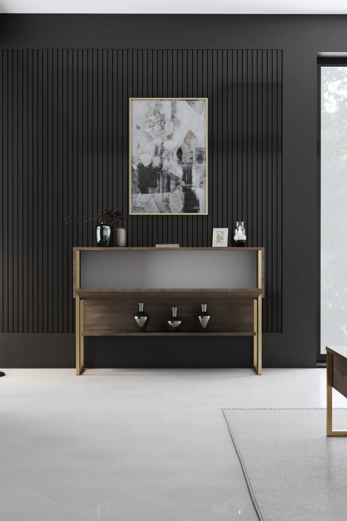Dressoir Luxe Walnoot/Goud 120cm