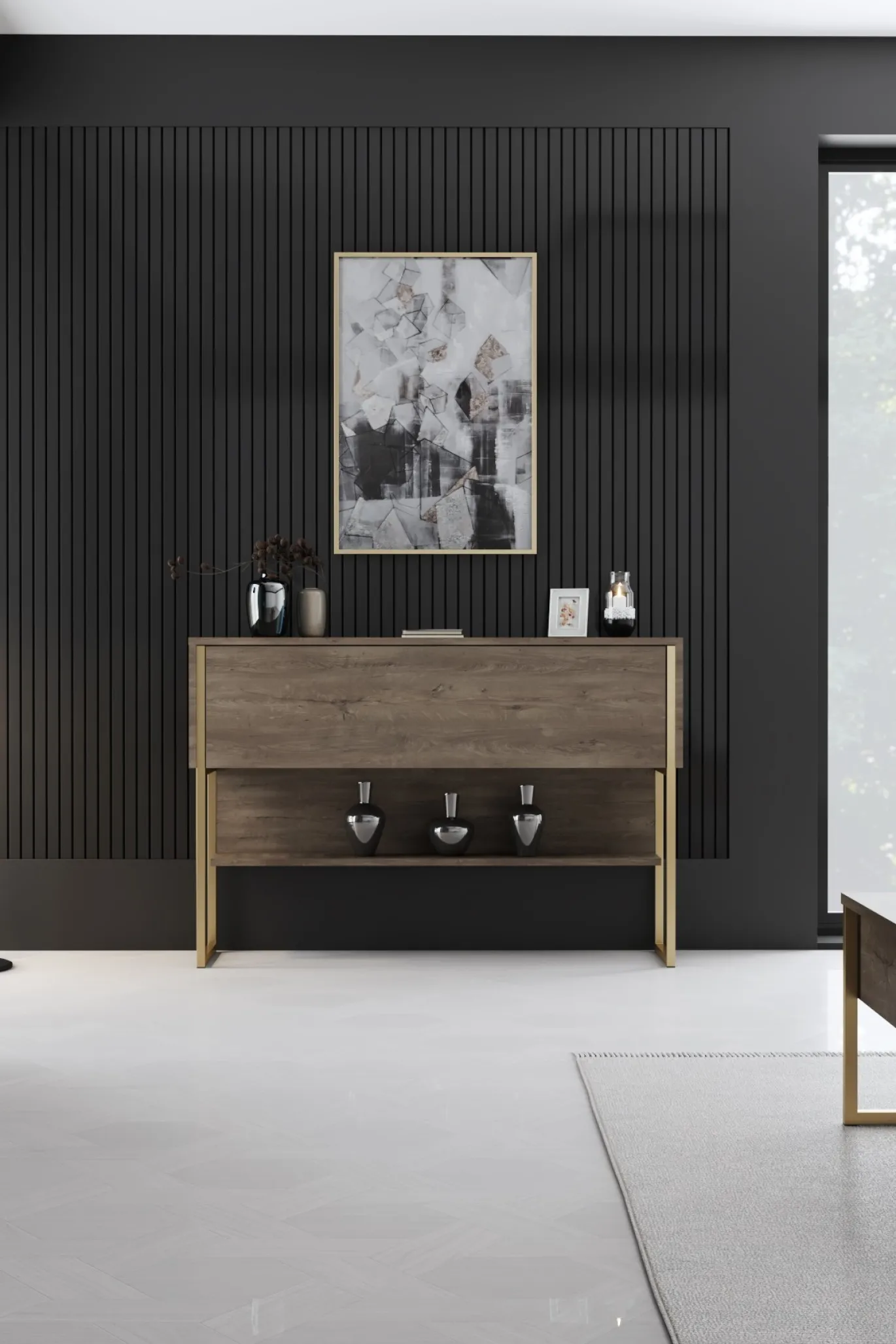 Dressoir Luxe Walnoot/Goud 120cm