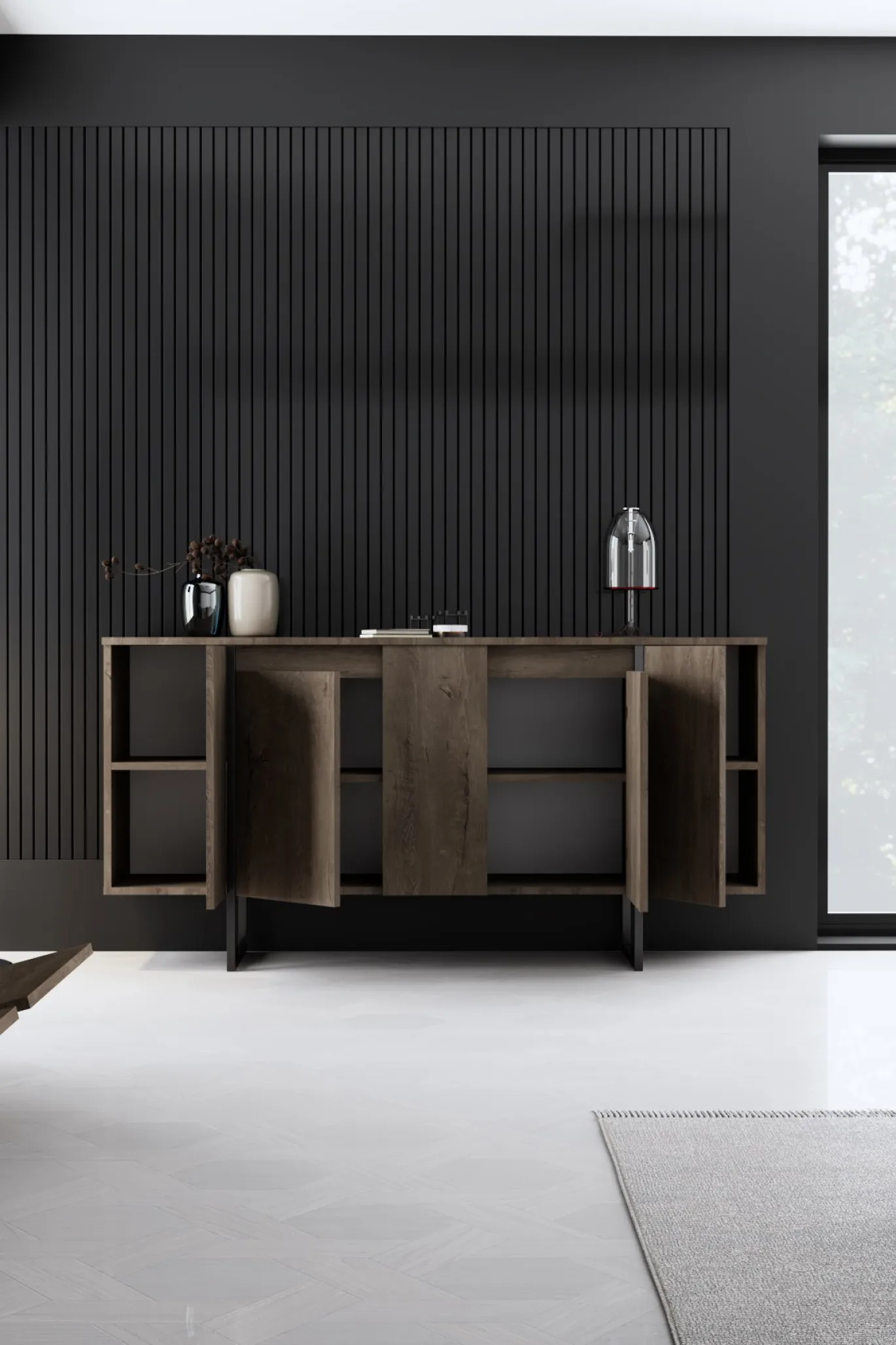 Dressoir Luxe Walnoot/Zwart 160cm